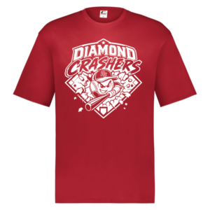 Diamond Crashers red HYL performance shirt with white lettering