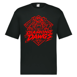 Diamond Dawgs black HYL performance shirt with red lettering