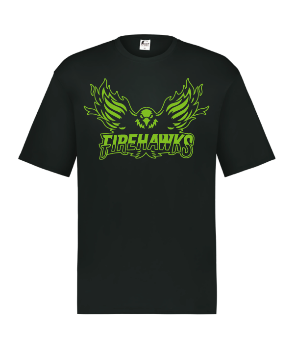 Firehawks black HYL performance shirt with lime green lettering