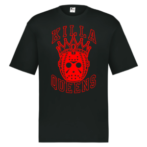 Killa Queens black HYL performance shirt with red lettering