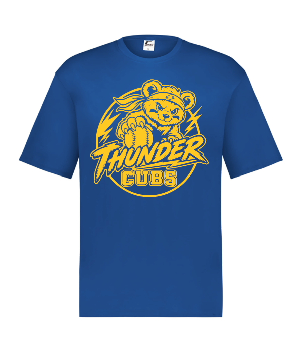 Thunder Cubs royal blue HYL performance shirt with yellow lettering