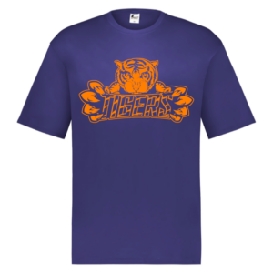 Tigers purple HYL performance shirt with orange lettering